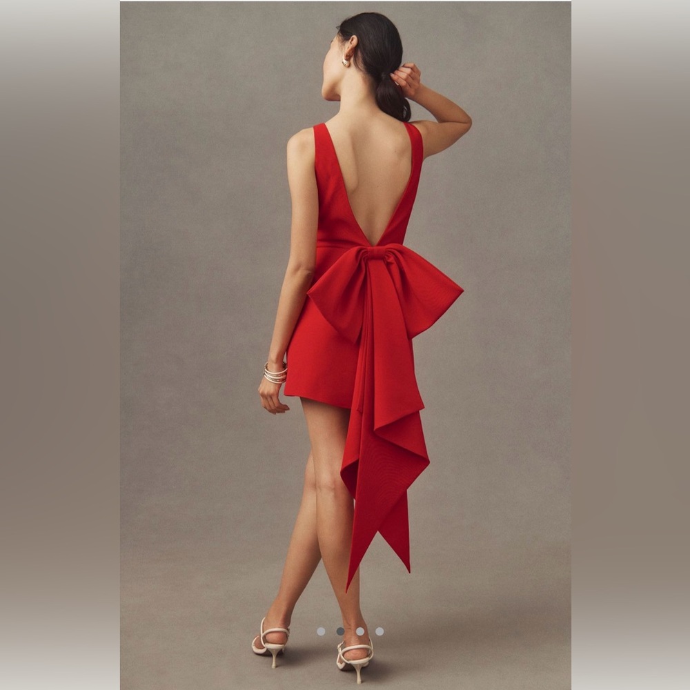 Sachin + Babi Red Sleeveless Bow Back Mini Dress